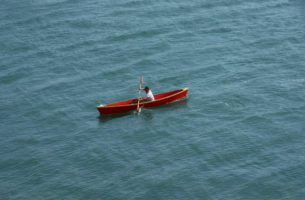 Person in a canoe on a lake