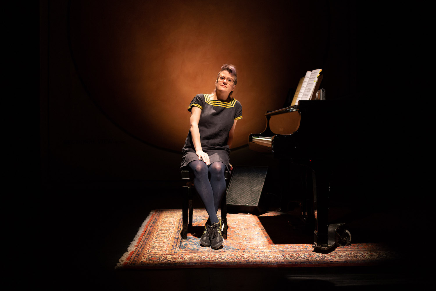 Little Volcano performance, Veda Hille next to a piano